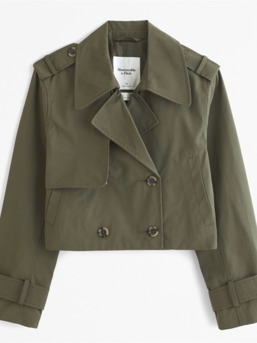 Abercrombie & Fitch Olive Green Cropped Trench